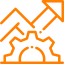 Gear with upward arrow icon representing the learning and development careers in Gordons Bay