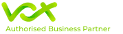 Logo of Vox. DSL Telecom is an Authorised Vox Business Partner.